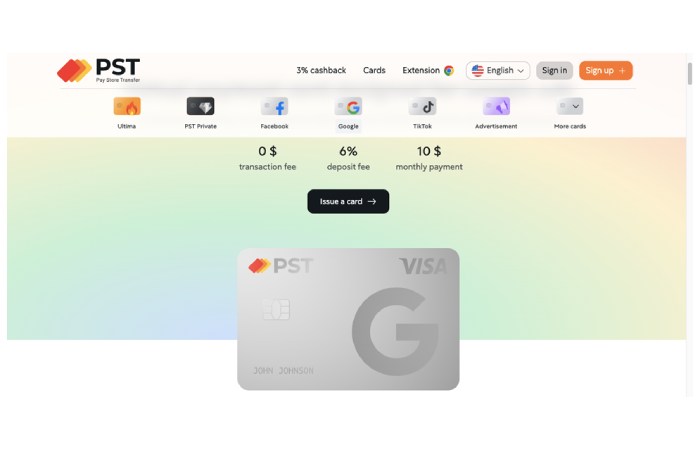 PSTNET virtual cards: low decline rates, zero Fees, and cashback